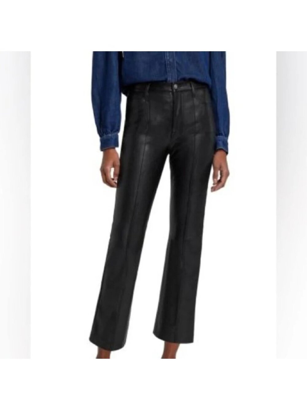 Seven For All Mankind Womens Black Faux Leather Flared Pants 25 (K551)